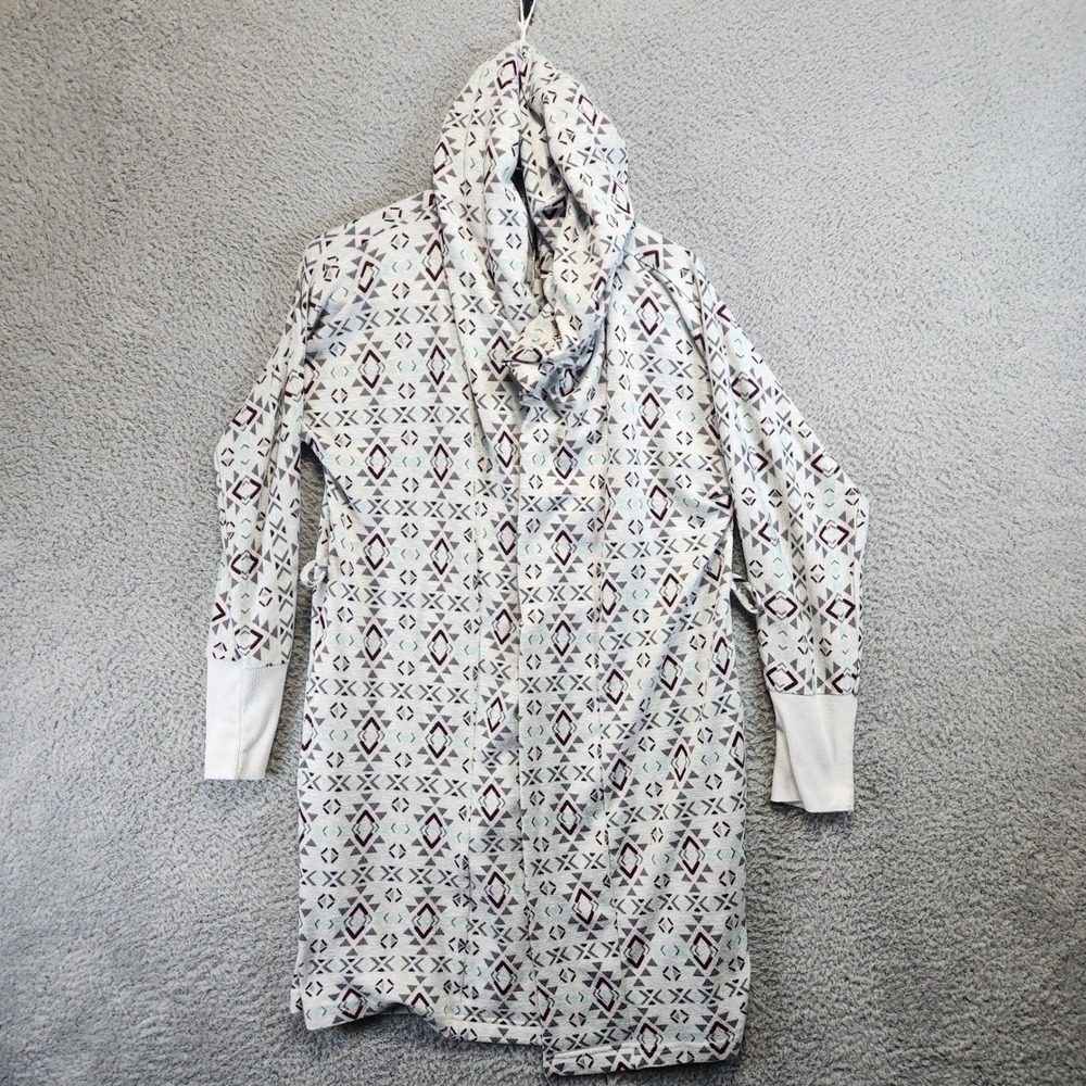 Jaclyn Intimates Hooded Robe Womens Medium Geometric Print Loungewear Cozy Cabin